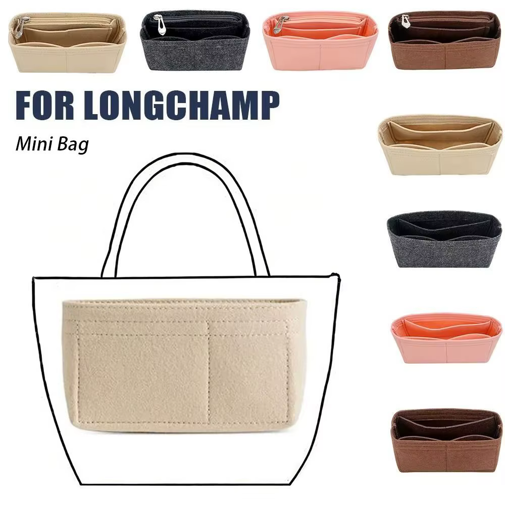 Longchamp bolsa interior portátil con forro de fieltro y bolsillos