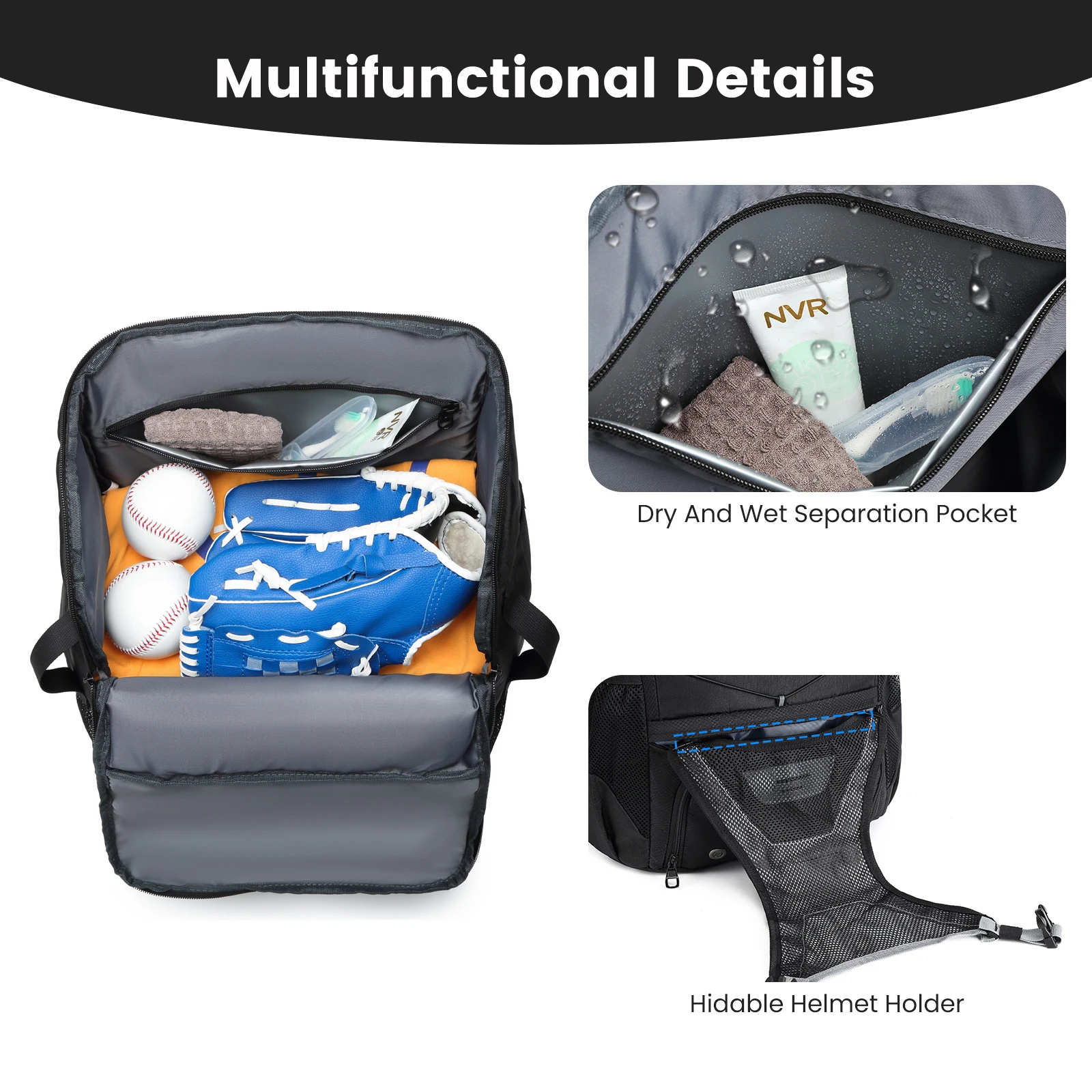 Mochila de béisbol y sóftbol con compartimento para calzado - imagen 3