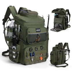 Goture Mochila de Pesca 900D Impermeable – Soportes cañas y funda lluvia