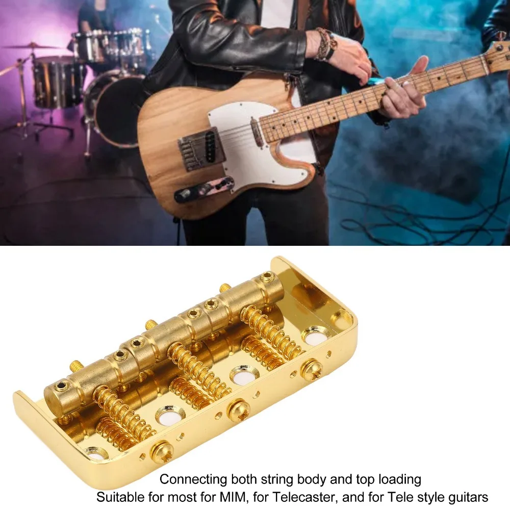 Puente de guitarra metálico fijo dorado vintage, diseño corto - imagen 2