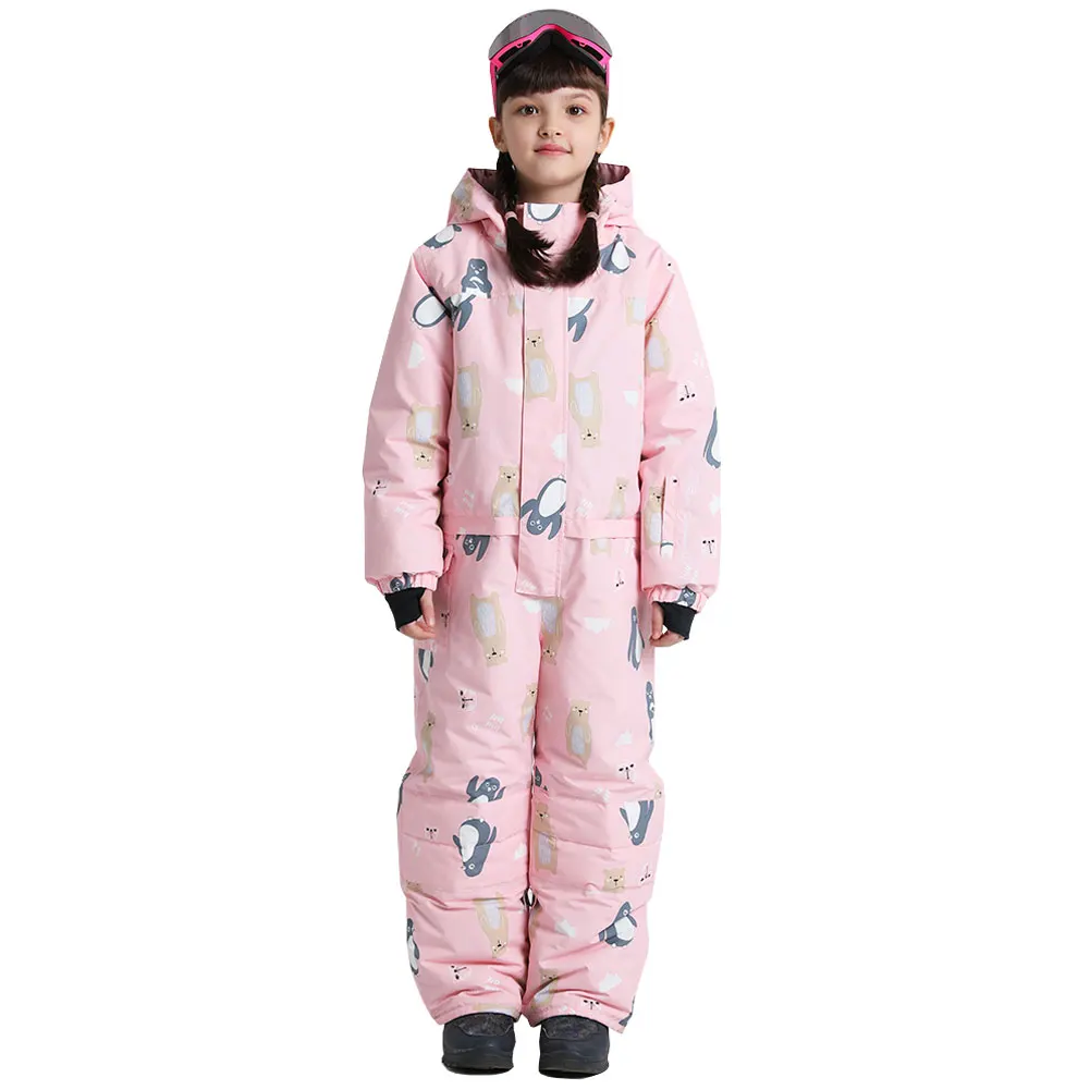 Traje de nieve infantil de una pieza pingüino cálido y cortaviento