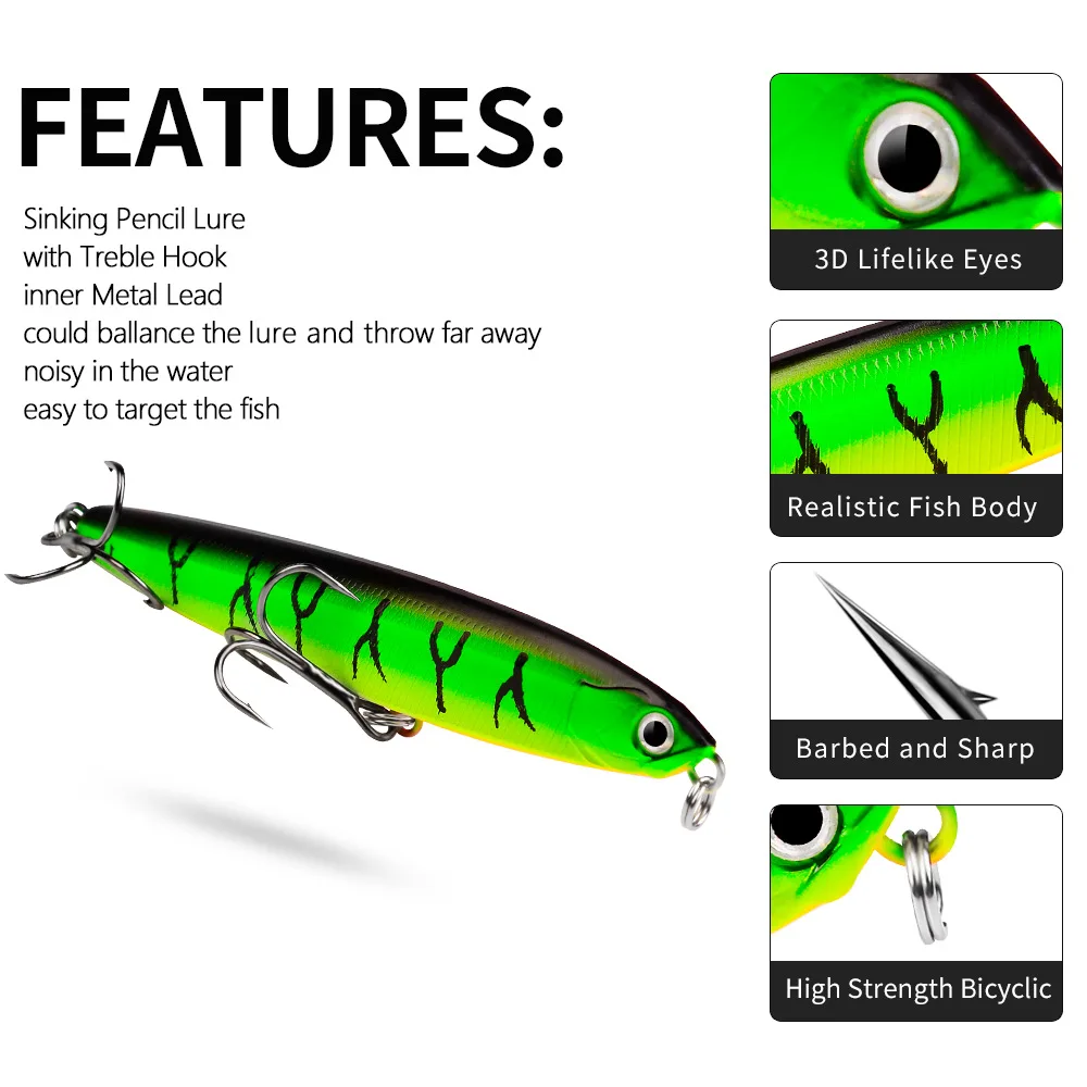 Proberos Wobbler Minnow de hundimiento tipo lápiz – cebo duro - imagen 5