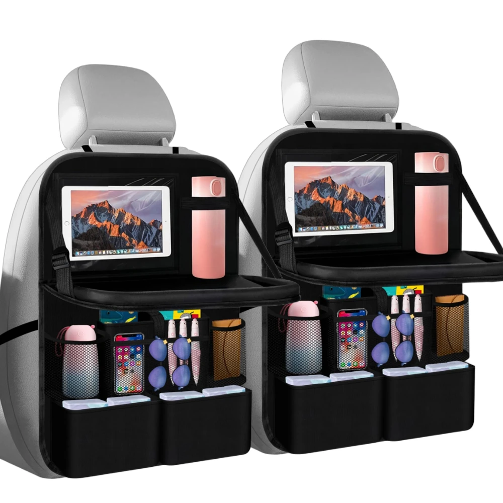 Organizador asiento trasero con bandeja y bolsillos para tablet