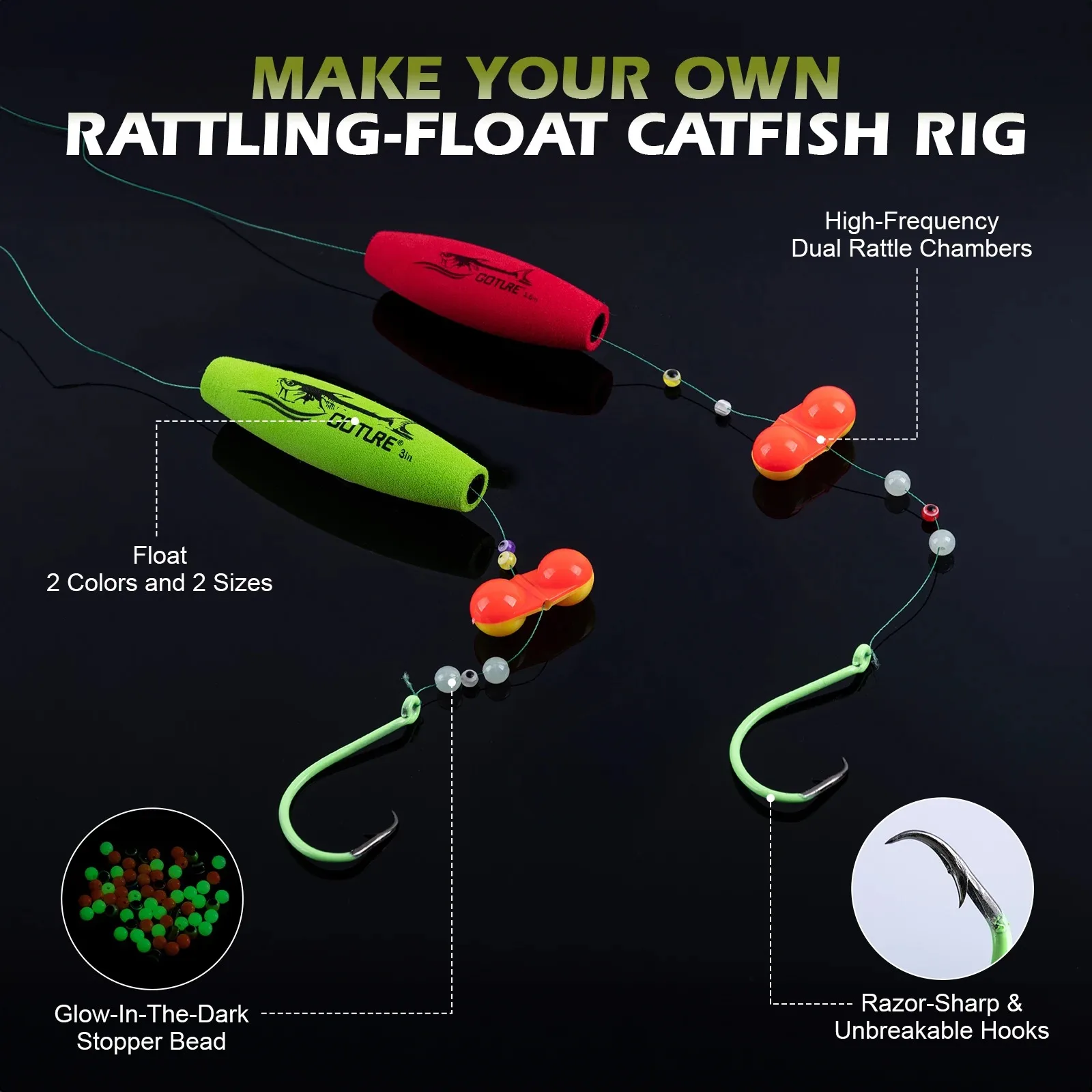 Kit de pesca Goture para agua dulce con flotador sonajero - imagen 2