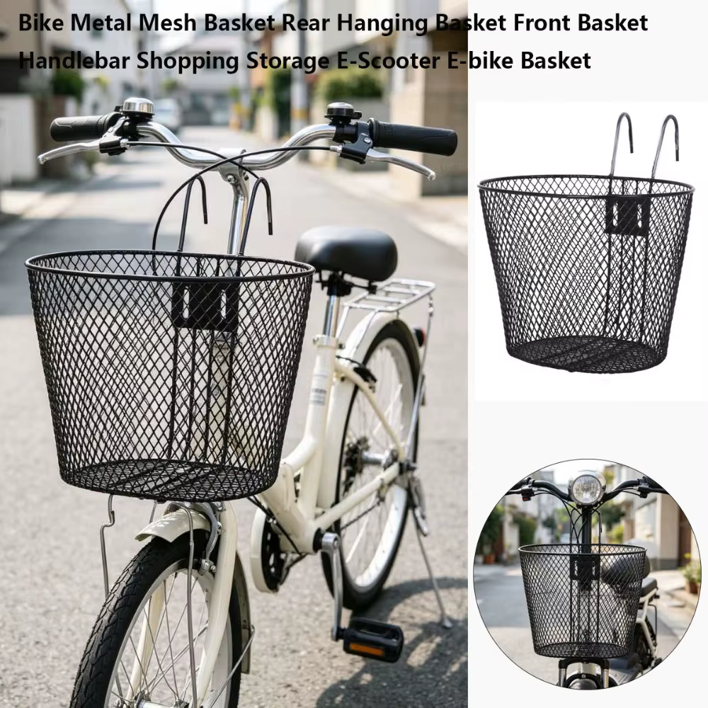 Cesta Delantera Plegable para Bicicleta – Manillar, Hierro Negro 32x25cm - imagen 5