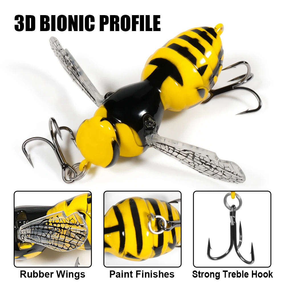 Spinpoler Bionic 3D Wasp señuelo superficie con ala móvil y sonajero - imagen 2