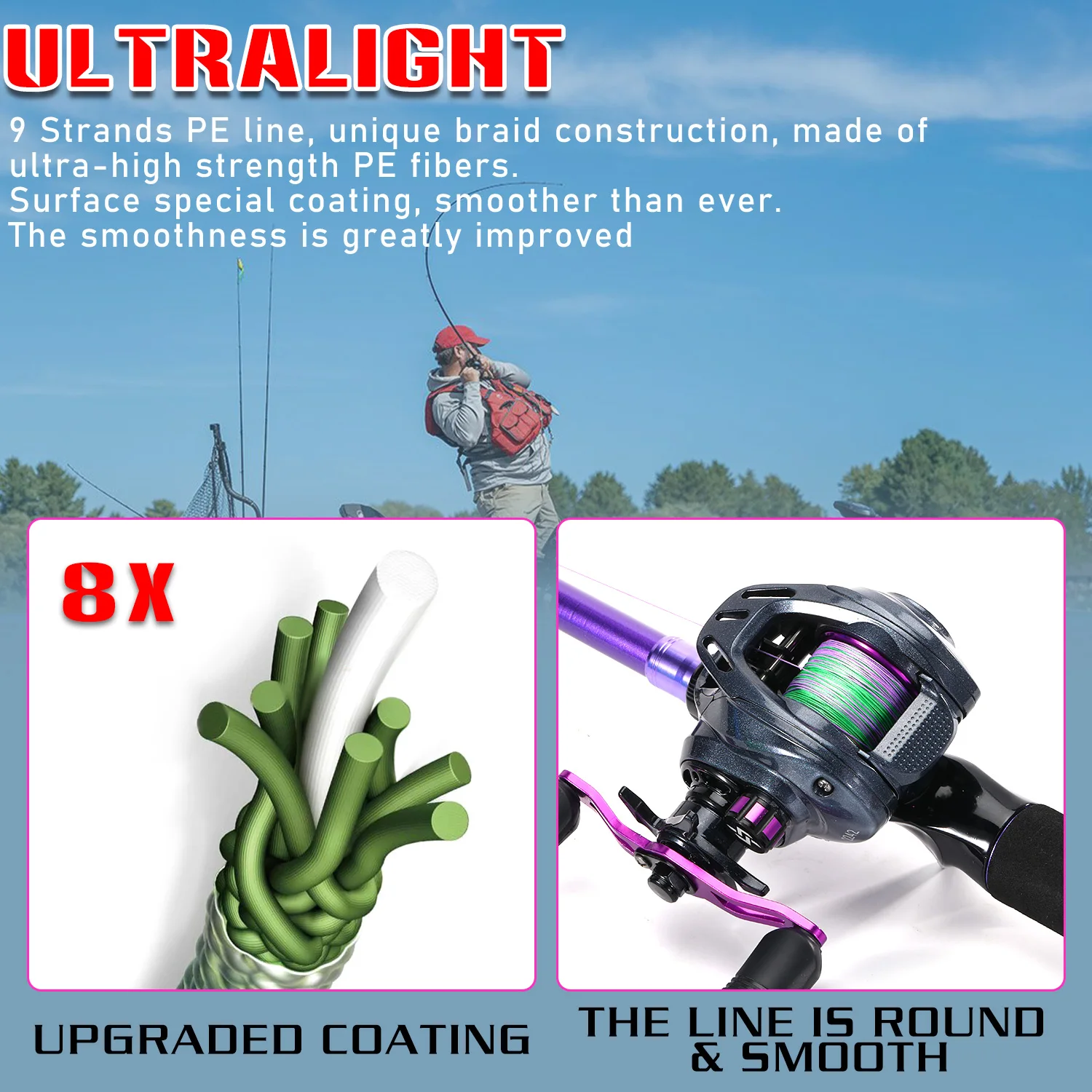 Línea de pesca trenzada carpa Sougayilang PE de 8+X hilos - imagen 4