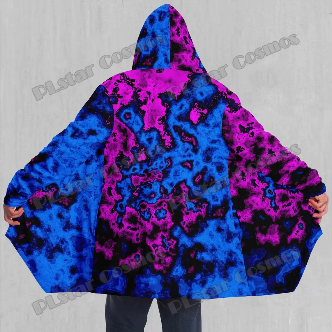 Capa con capucha Sherpa 3D psicodélica geocídica, invierno gruesa - imagen 3