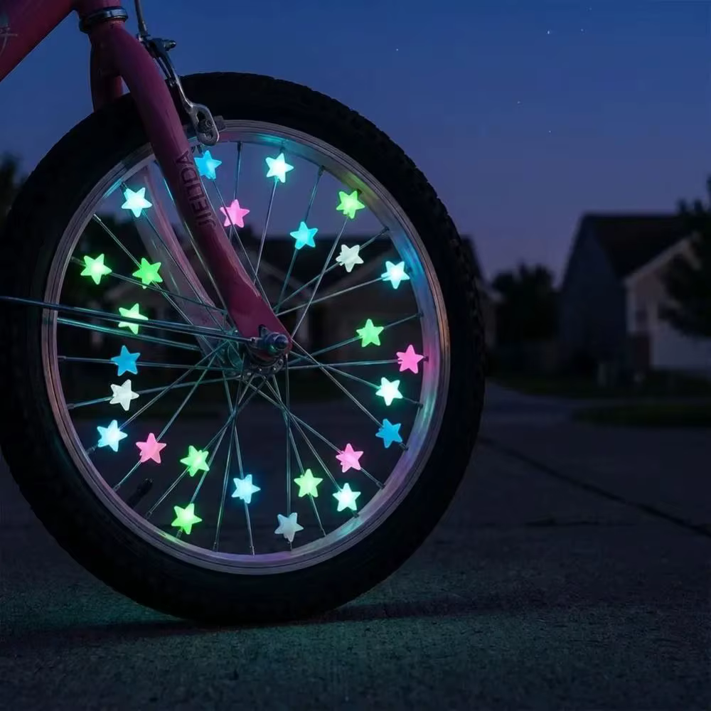 Instalación sencilla de cuentas reflectantes en radios de bicicleta, sin herramientas