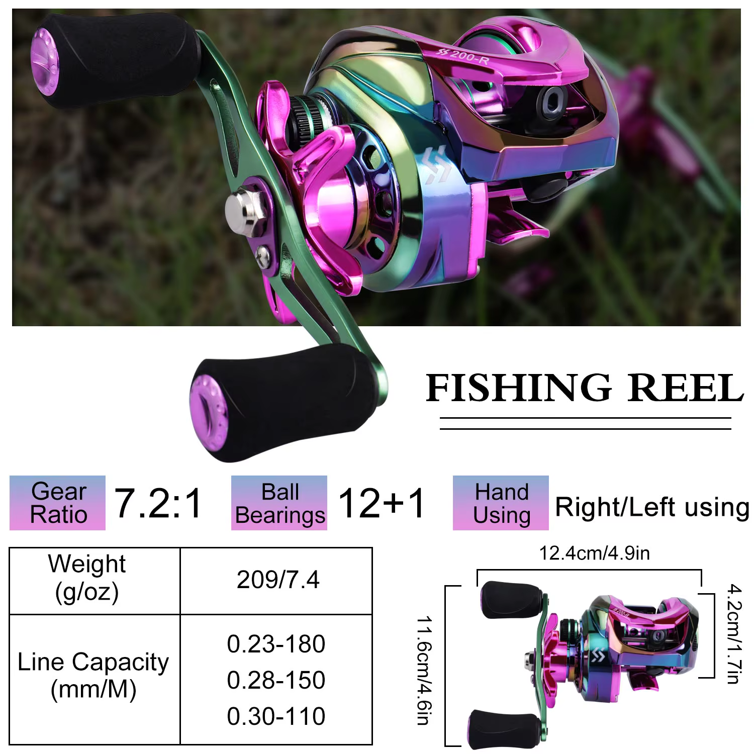 Sougayilang Carrete baitcasting ultraligero 7.2:1 para lucio