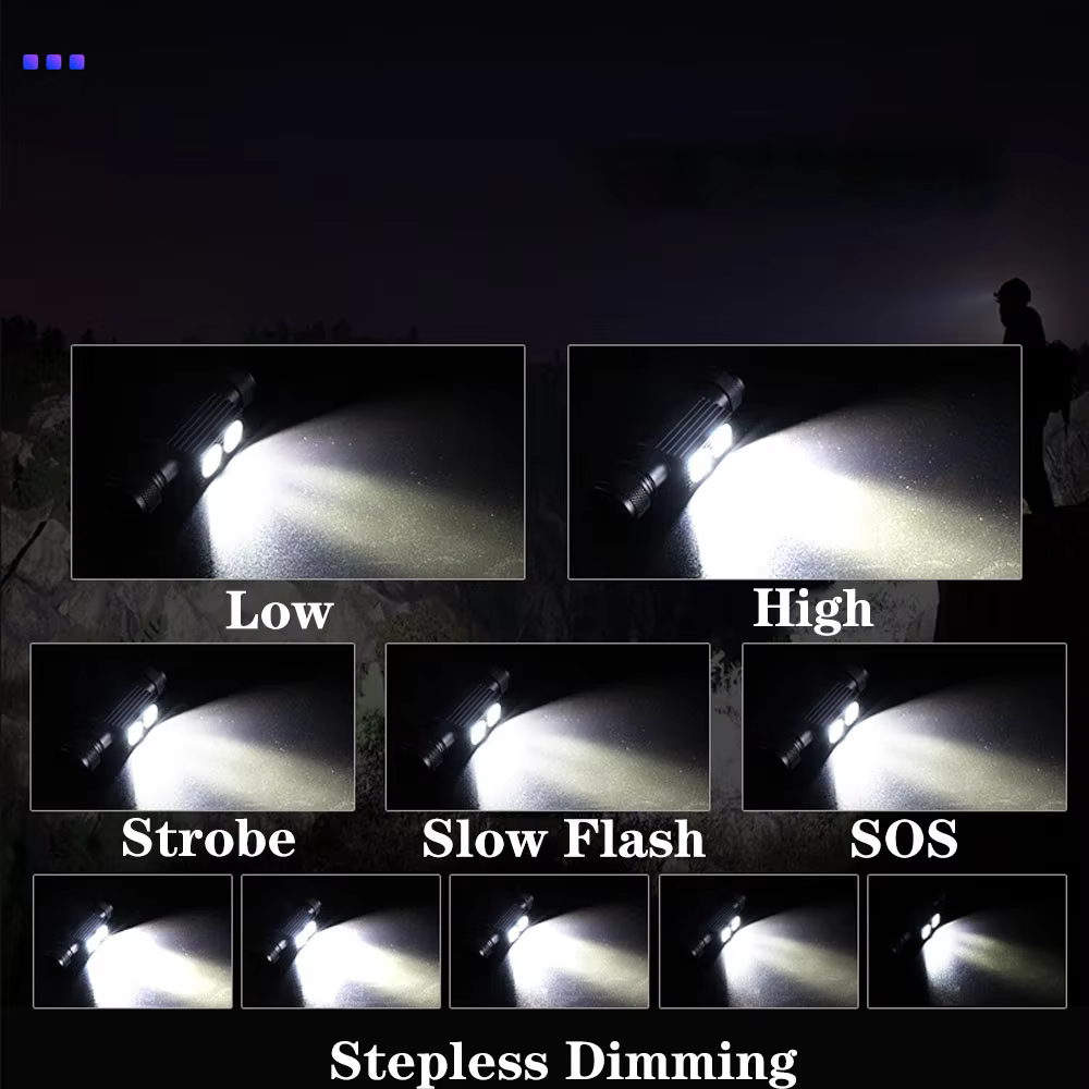 Frontal LED 5000LM USB-C para pesca y camping con batería 18650 - imagen 4