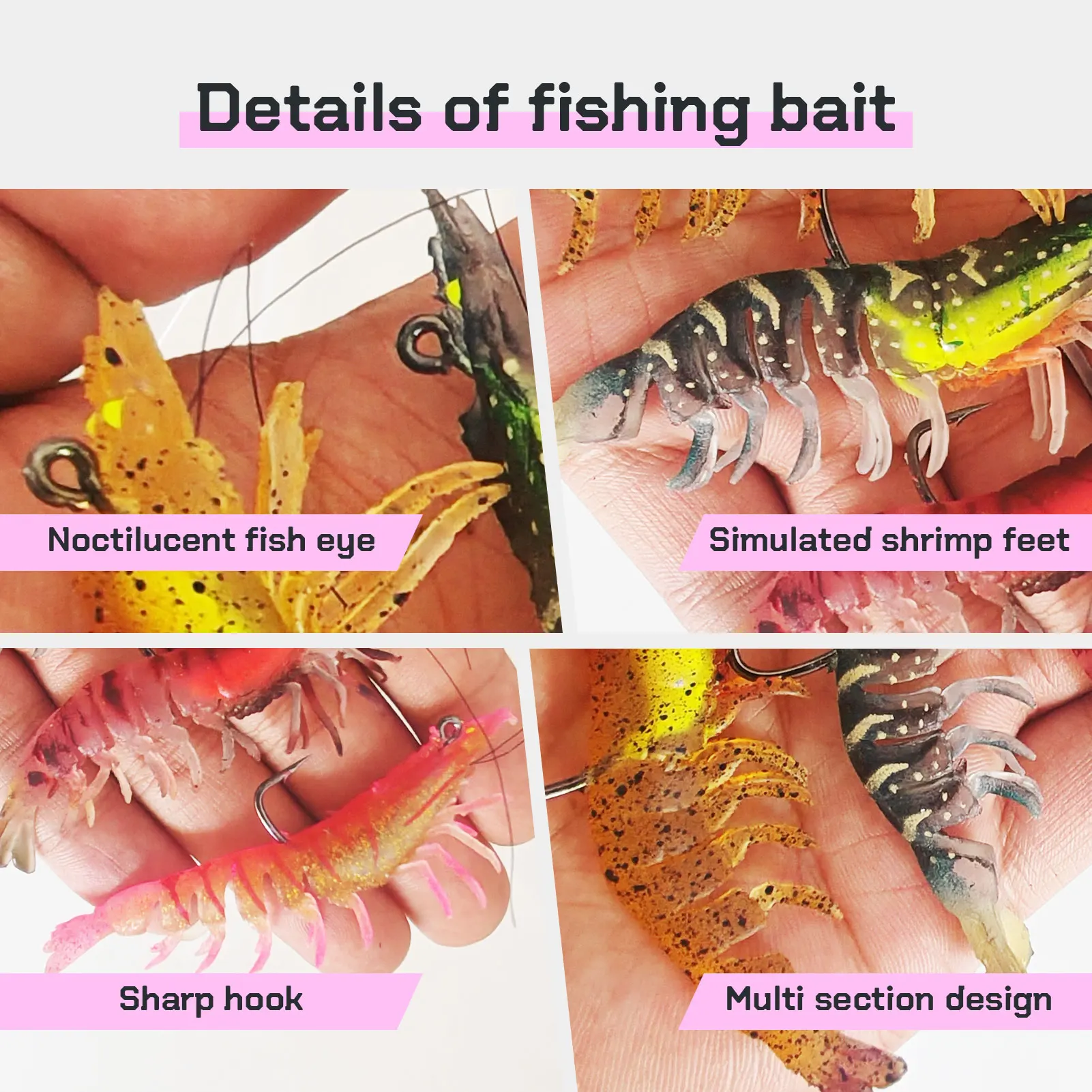 Free Fisher señuelo gamba blanda Jig Head vástago largo