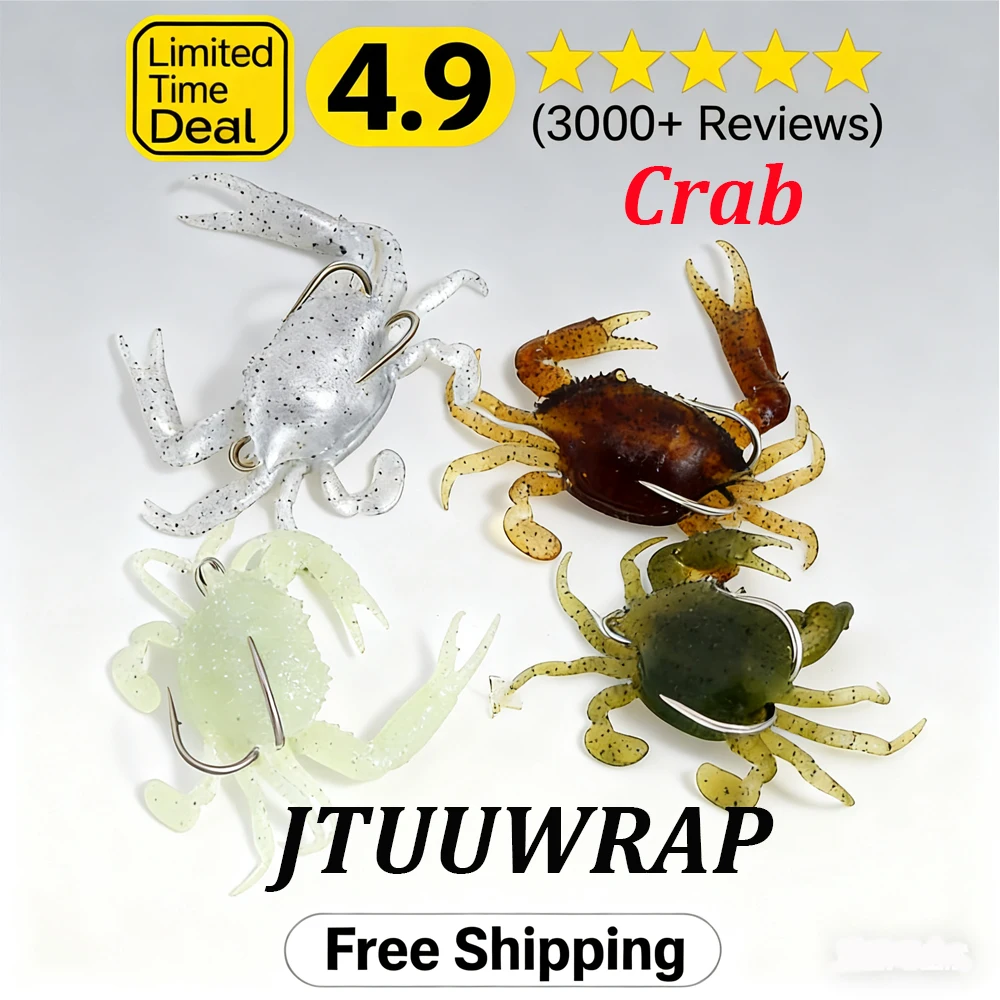 Señuelo cangrejo JTUUWRAP con vinilo suave y anzuelos afilados - imagen 2