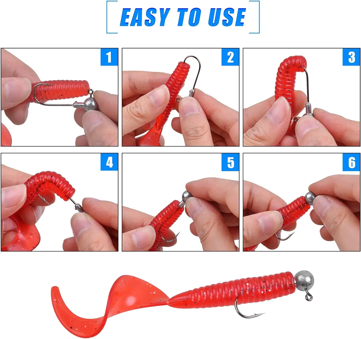 Anzuelos Jig Head con púas vástago largo para vinilo resistente - imagen 3