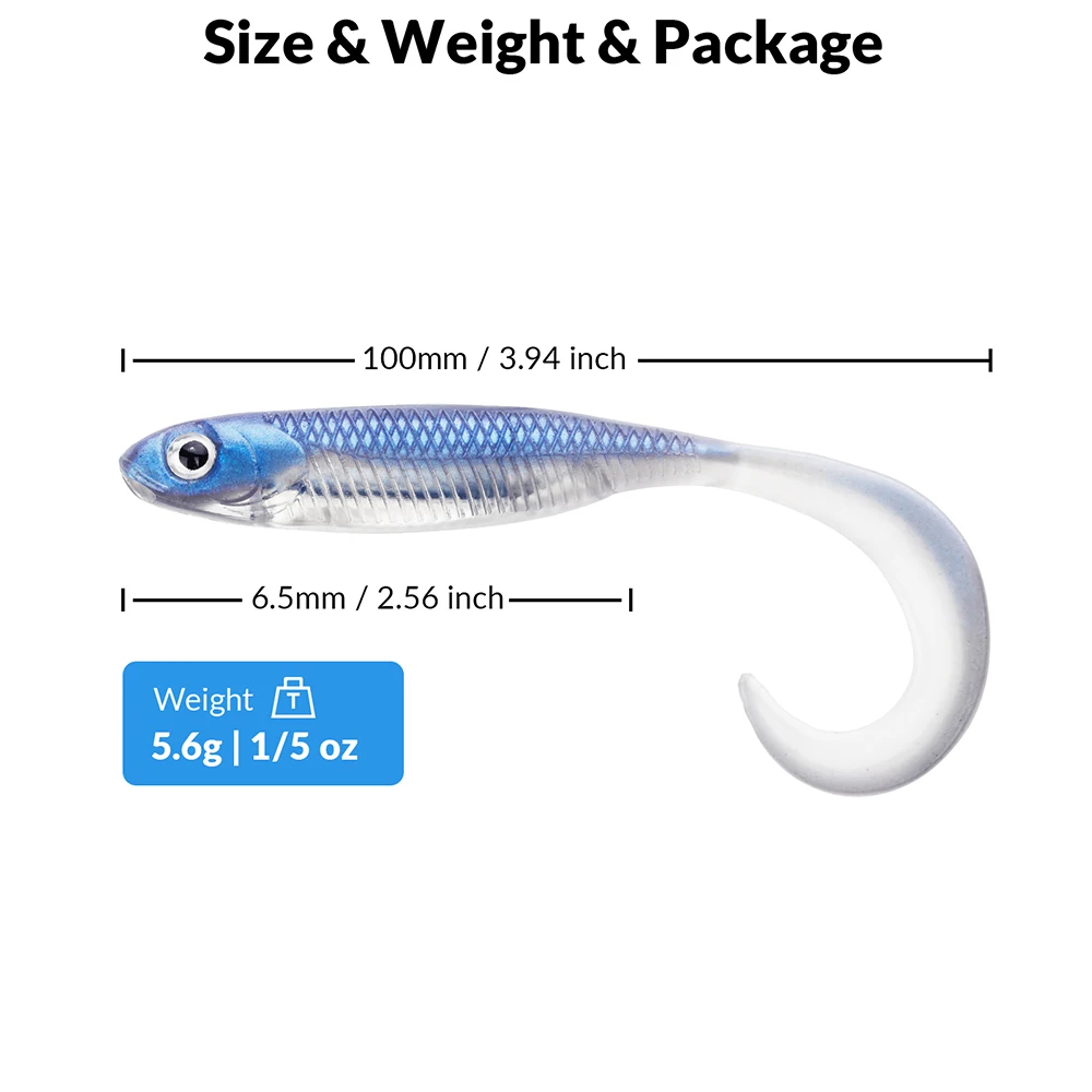 Señuelos THKFISH silicona cola enrollada para lubina y lucio - imagen 3