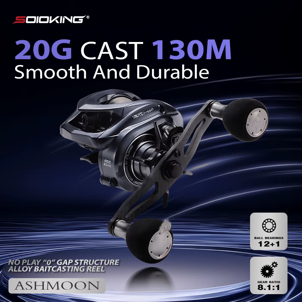 Carrete de Baitcasting Soloking Ashmoon Alloy – Lanzamiento largo