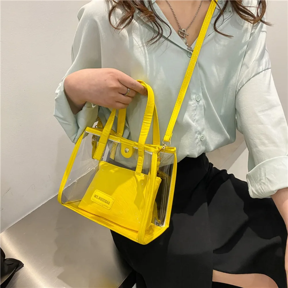 Bolso de hombro transparente de PVC portátil tipo tote