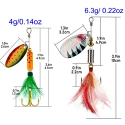 Cuchara giratoria con plumas para trucha – Señuelo brillante