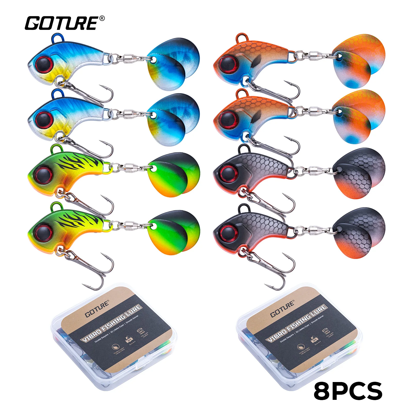 Señuelo VIB metálico con cola giratoria Goutre tipo crankbait - imagen 2