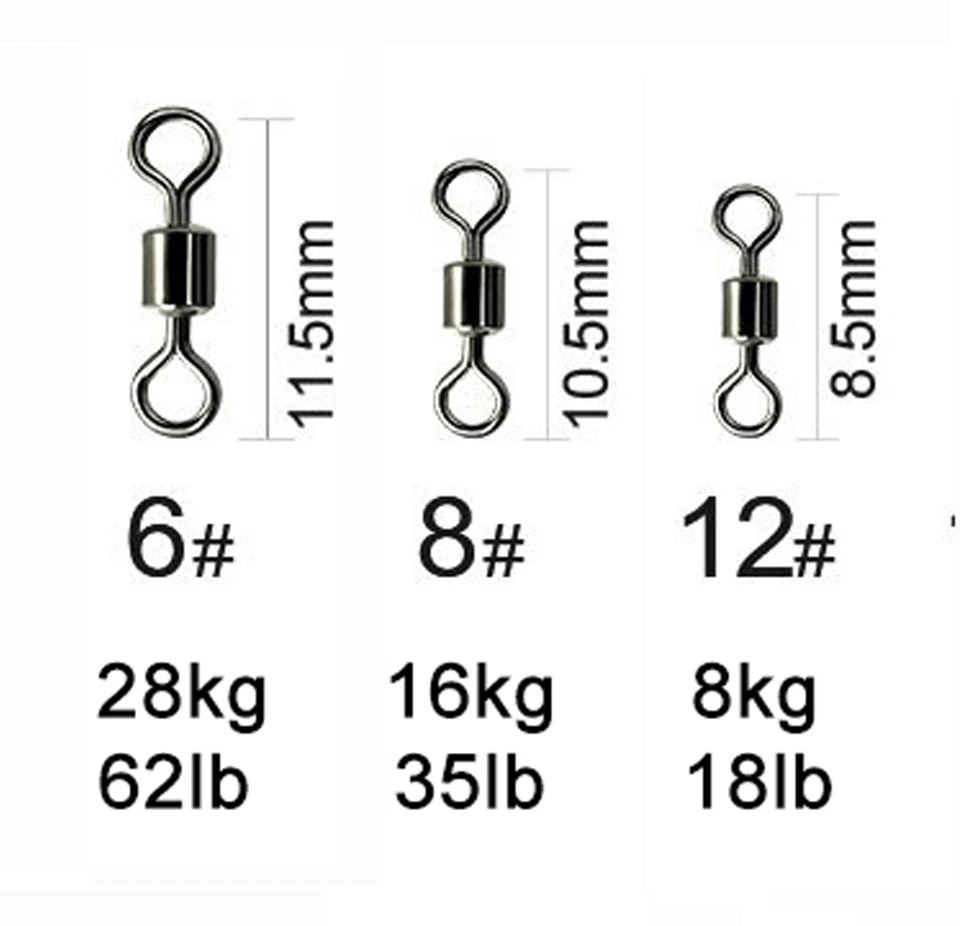 Conectores de pesca con ganchos giratorios de acero inoxidable - imagen 5