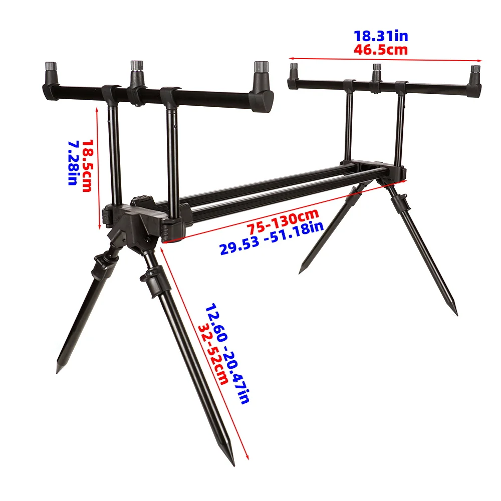 Soporte para cañas HIRISI ajustable plegable de aluminio para carpas - imagen 2
