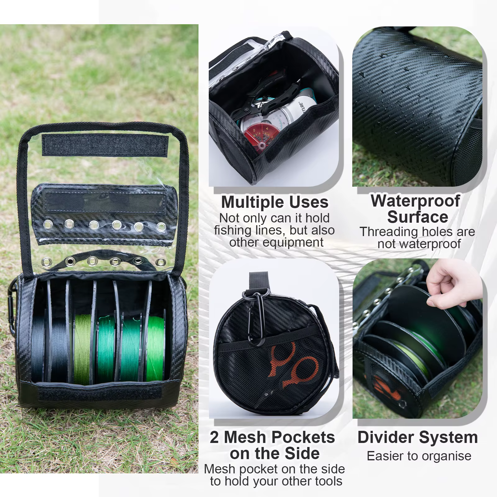 Estuche de Líneas de Pesca Goture – 6 Orificios, Divisor Extraíble y Ventana - imagen 5