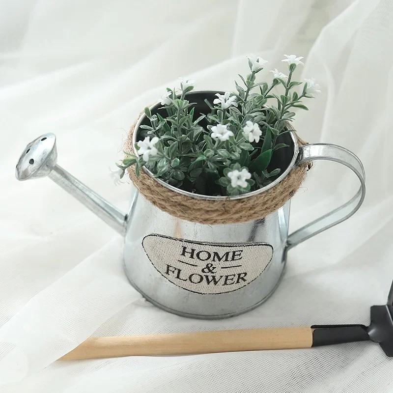 Regadera pequeña de hierro retro decorativa para macetas y flores - imagen 3