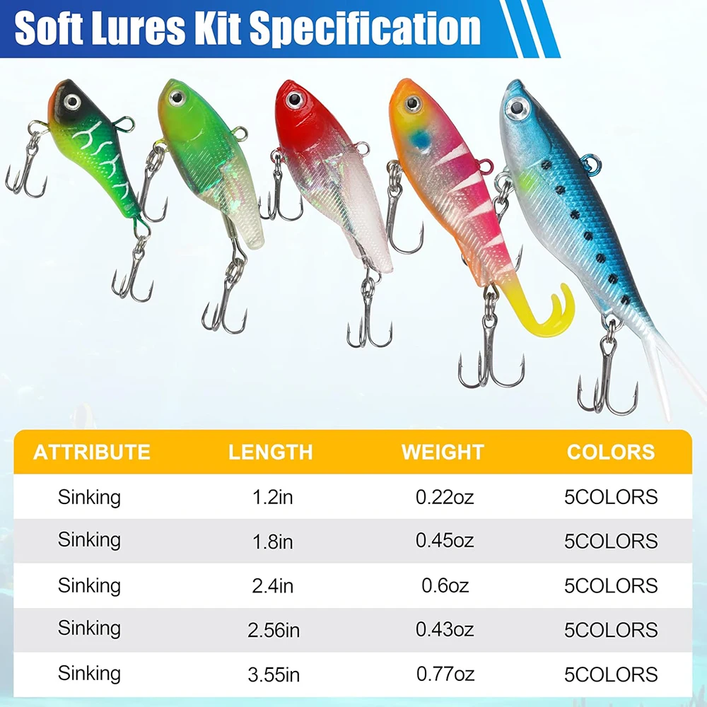 Señuelos Blandos Preequipados Jig Head Shad – Para lubina y trucha - imagen 2
