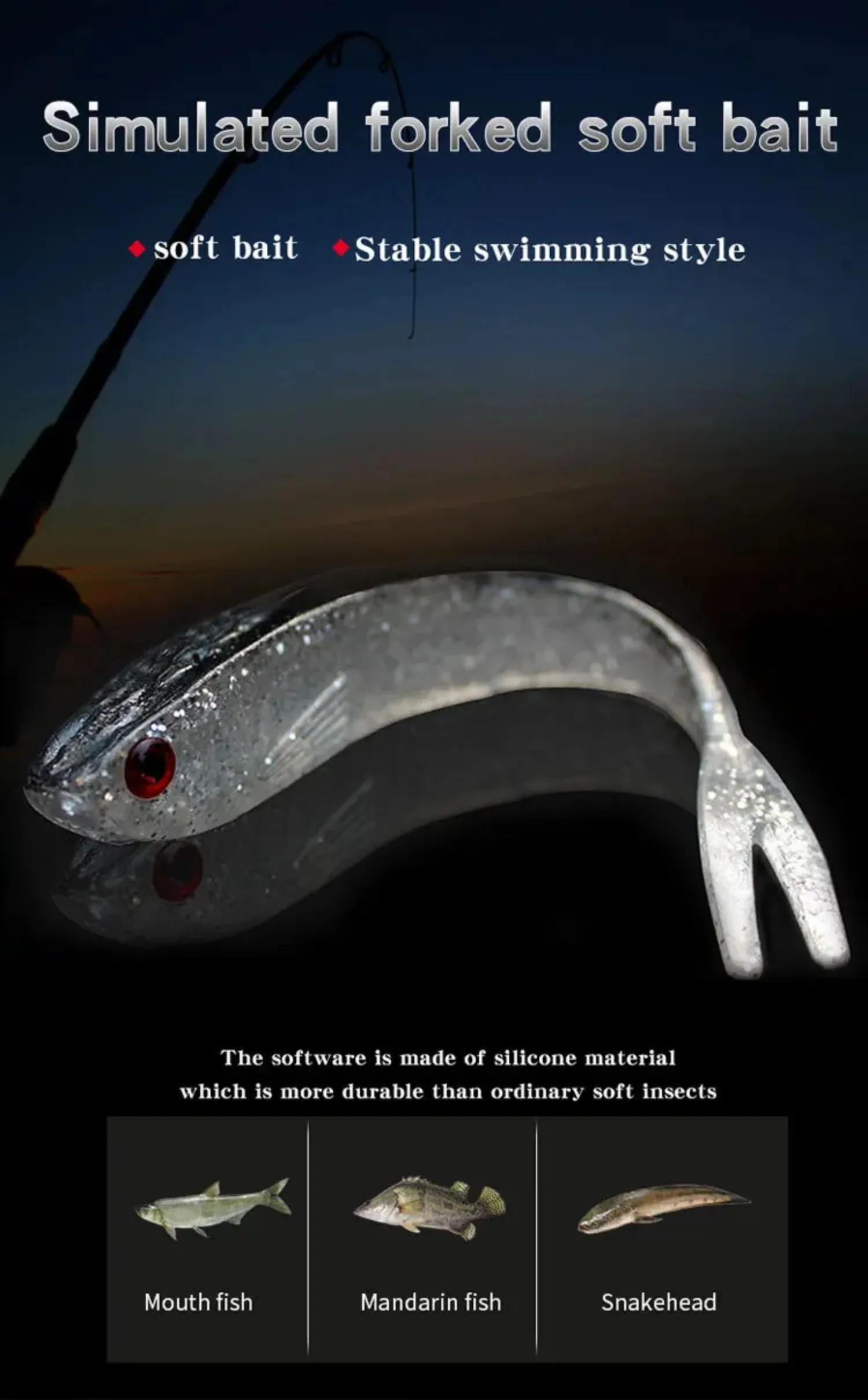 Señuelo blando Minnow Swimbait cola horquilla para lubina y lucio - imagen 5