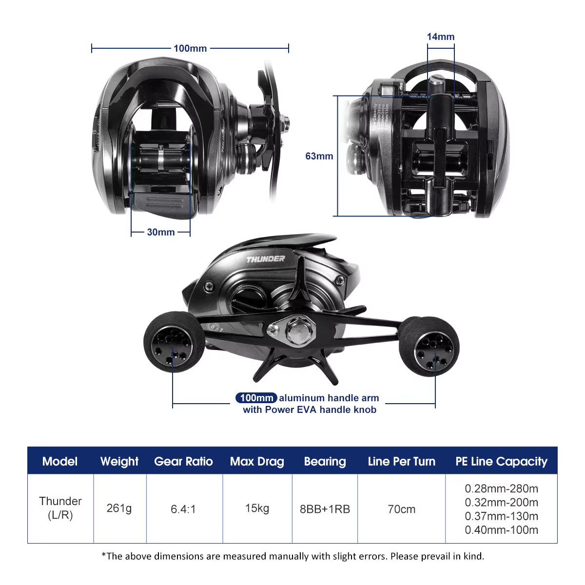 Carrete de pesca NOEBY Thunder perfil bajo con freno magnético - imagen 5