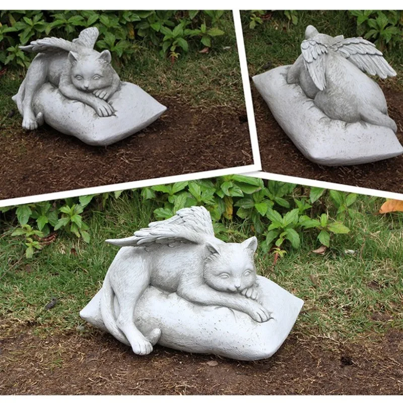 Figura de resina de perro alado para jardín decorativo - imagen 4