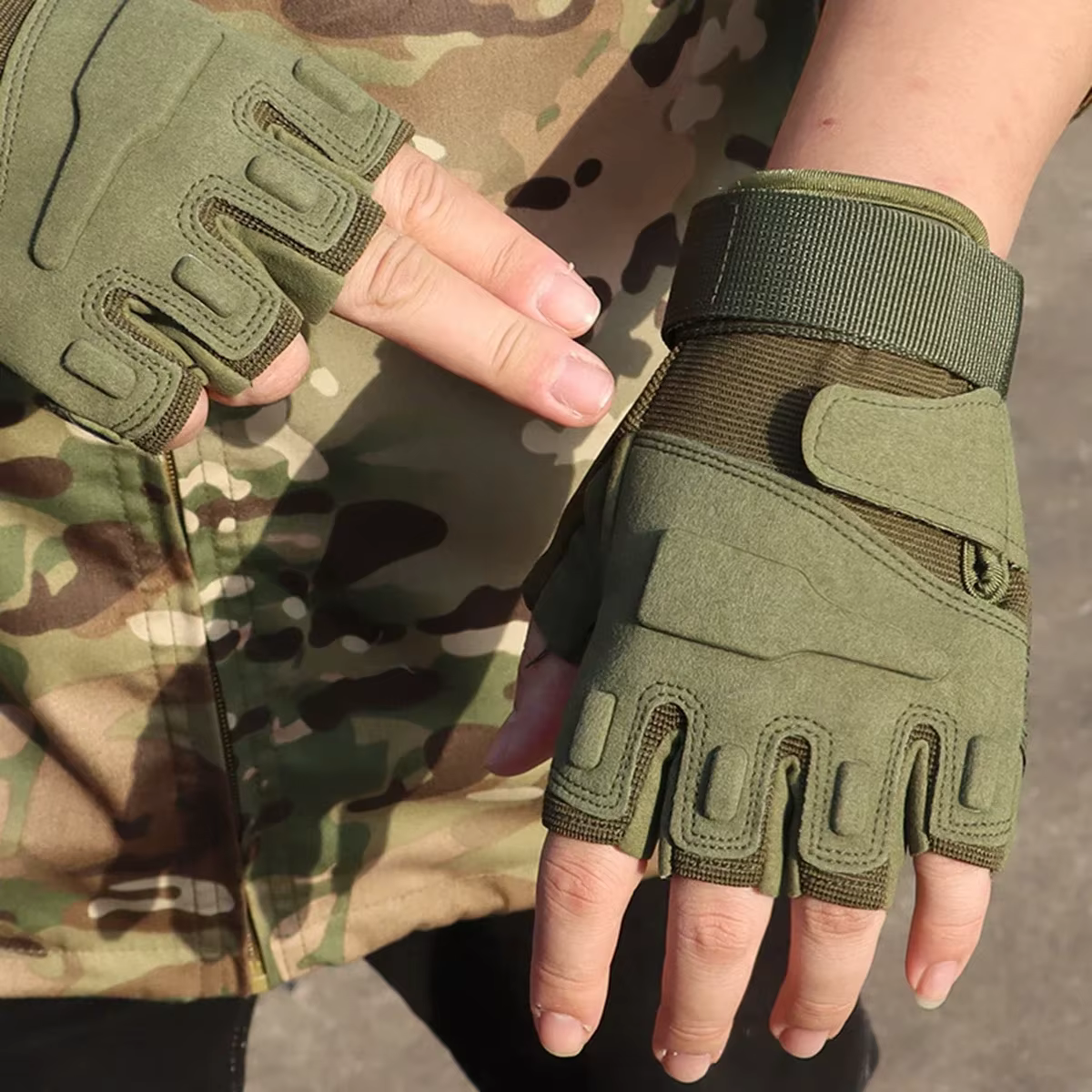 Guantes de pesca medio dedo para hombre - exteriores resistentes - imagen 4