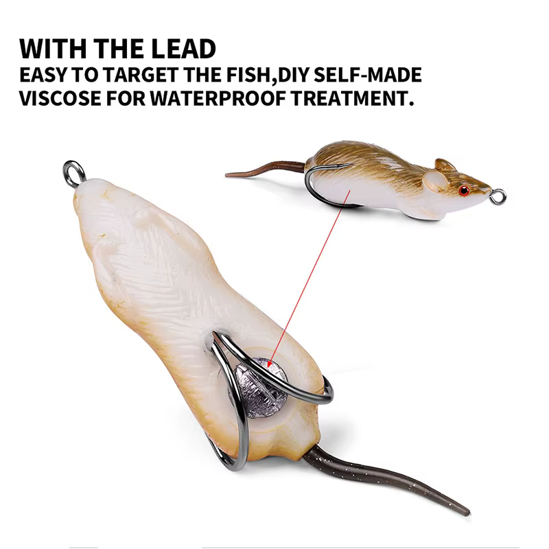 Swimbait ratón 6cm – Cebo artificial 11,5g para lucio con doble gancho - imagen 3