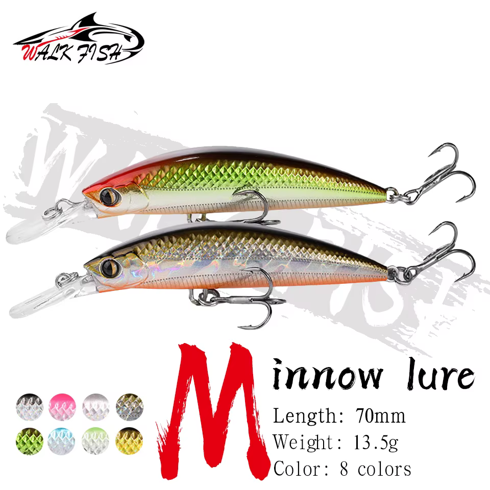 WALK FISH Minnow hundido 70mm – Señuelo duro para pesca profesional