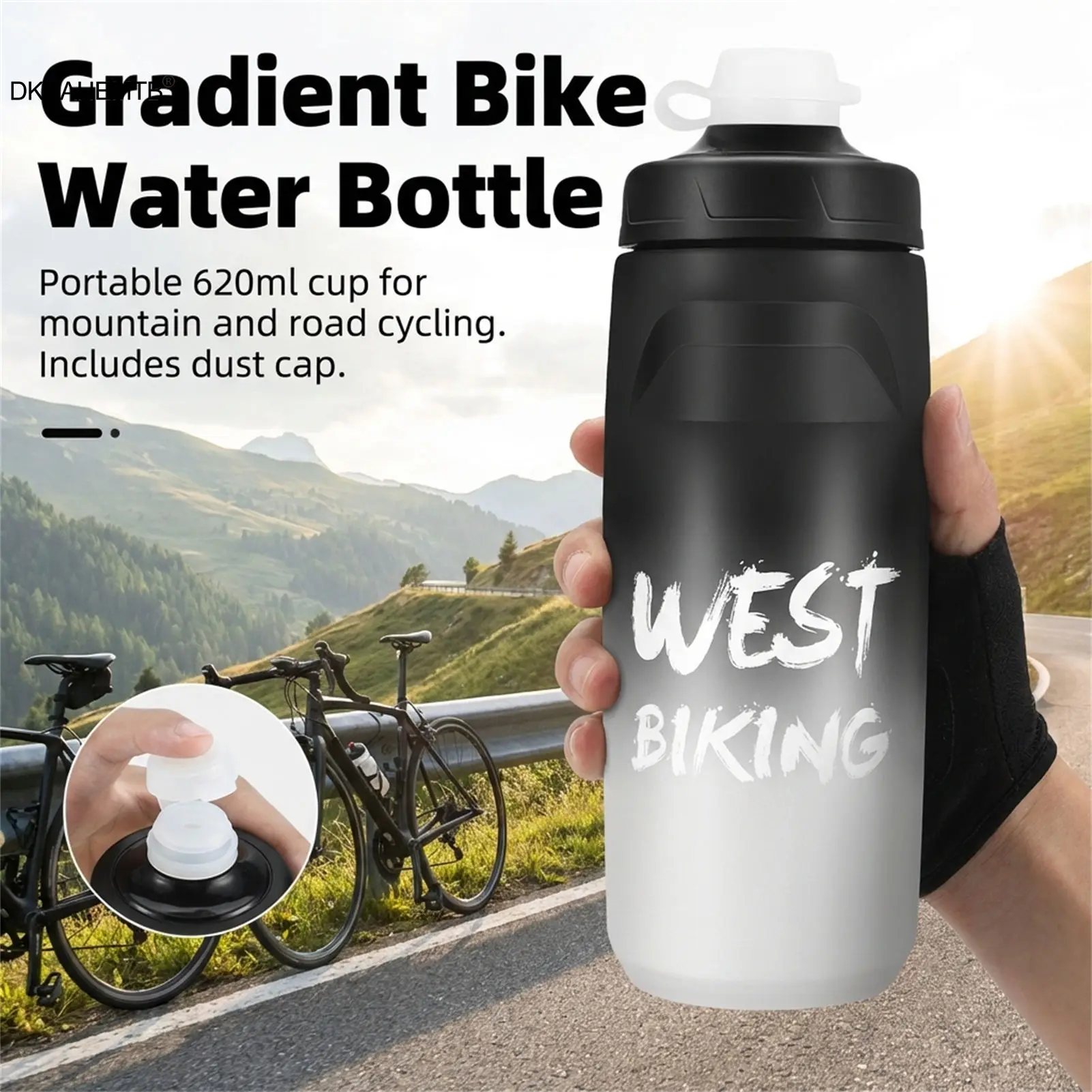 Botella de agua para bicicleta degradado con agarre ergonómico - imagen 3