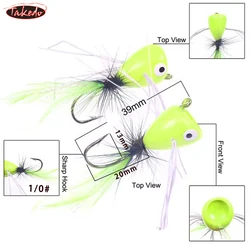 TAKEDO Señuelo Topwater Popper Artificial para Trucha Mosca Mayfly