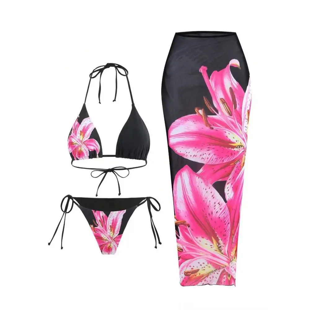 Conjunto bikini halter con vestido largo y lazos de verano - imagen 4