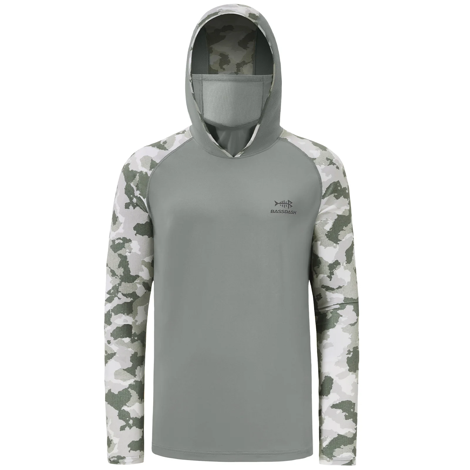Camisa camuflaje UPF 50+ con capucha y polaina Bassdash para pesca y senderismo - imagen 5