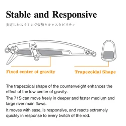 TSURINOYA INTRUDER 71S – Señuelo de trucha profundo 71 mm para rocas