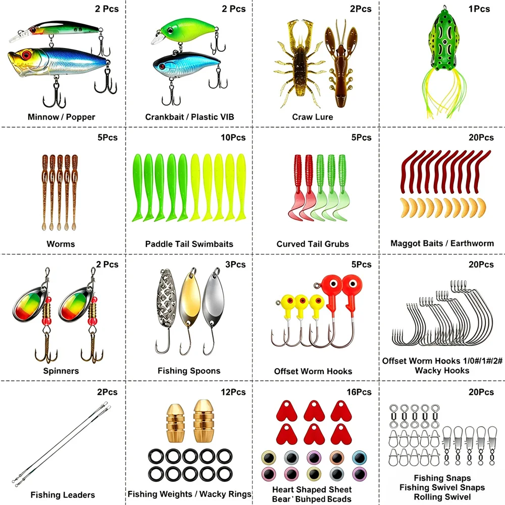 Kit de pesca camuflado con señuelos, anzuelos y plomos para agua salada