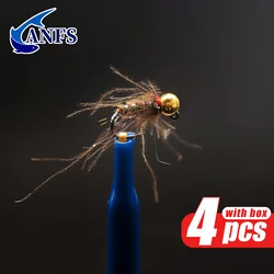 ANFS Moscas de pesca tejidas CDC Midge Nymph para trucha