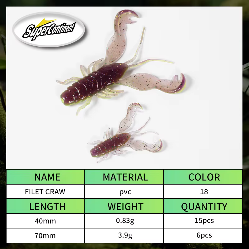 Filet Craw Supercontinent Señuelo Blando Camarón – Imitación Langosta - imagen 3