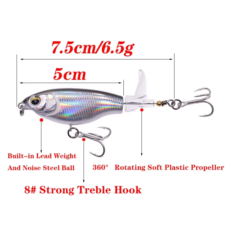 Señuelo topwater Plopper para lubina 7,5 cm - imagen 5