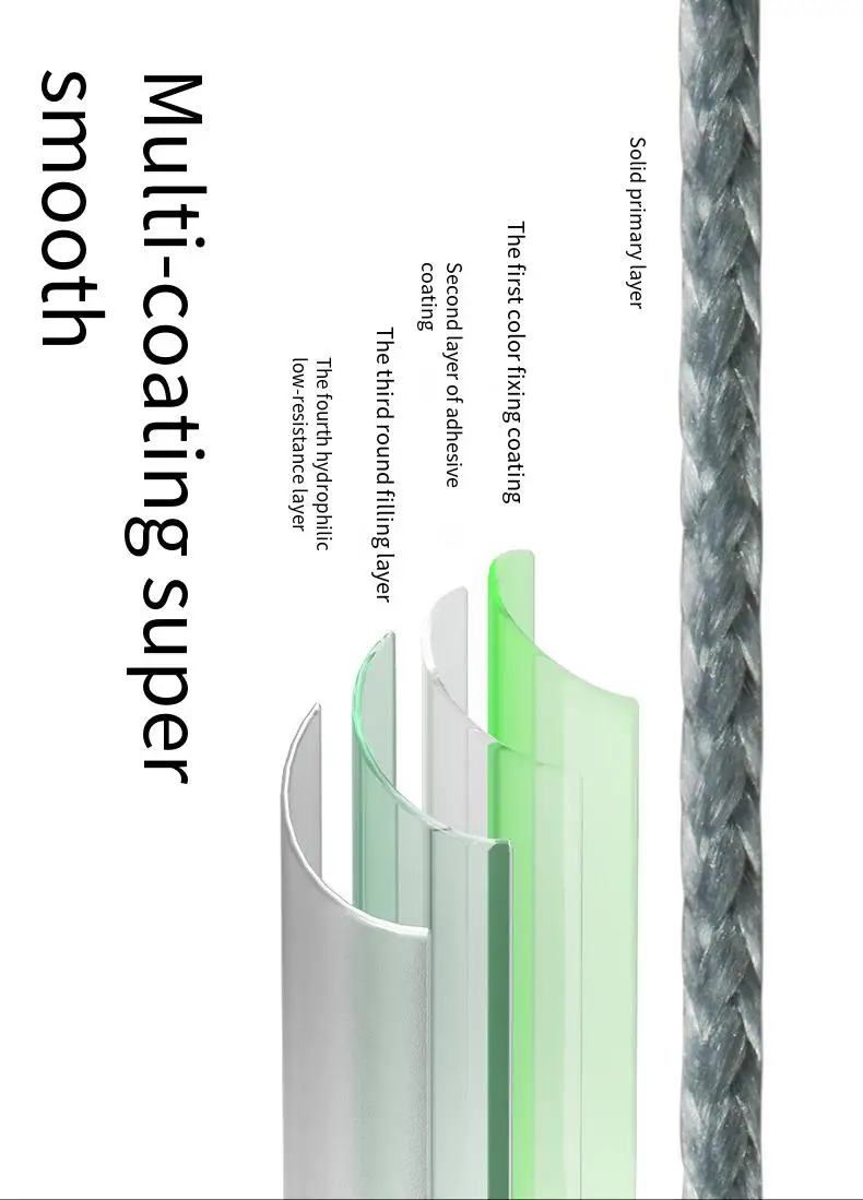 Línea de pesca trenzada PE X8 tricolor multifilamento súper resistente - imagen 4