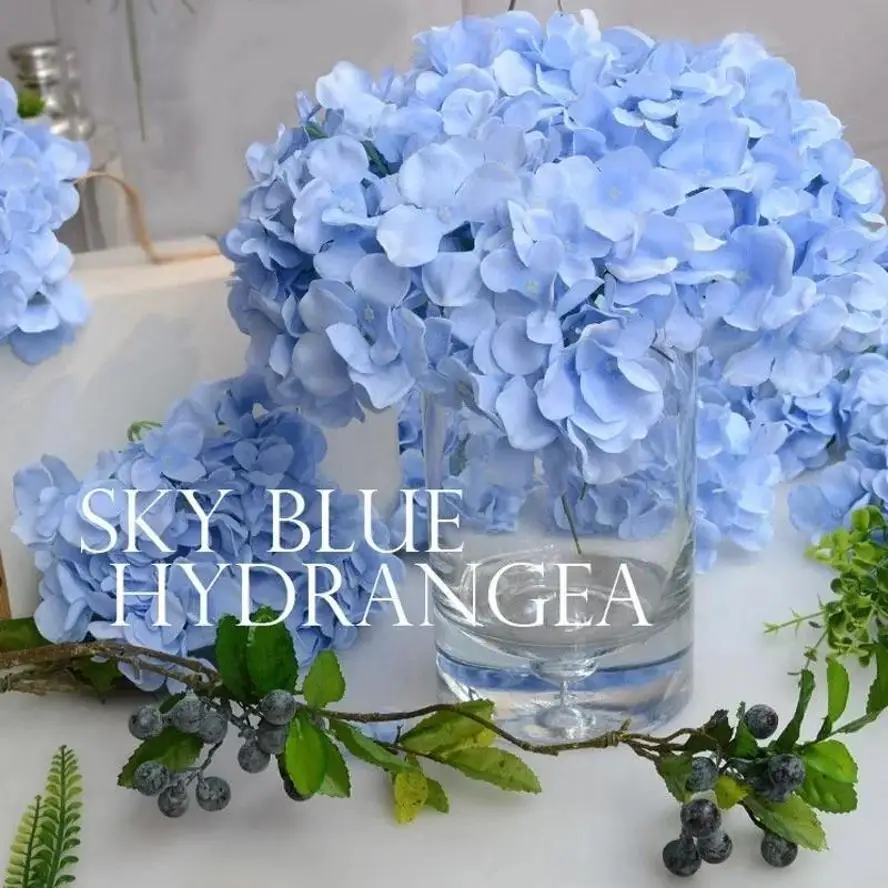 Flores artificiales de hortensia de seda para decoración y bodas