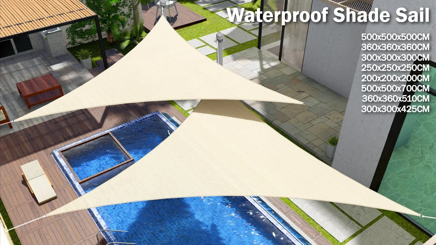 Instalación del toldo triangular en zona de pesca