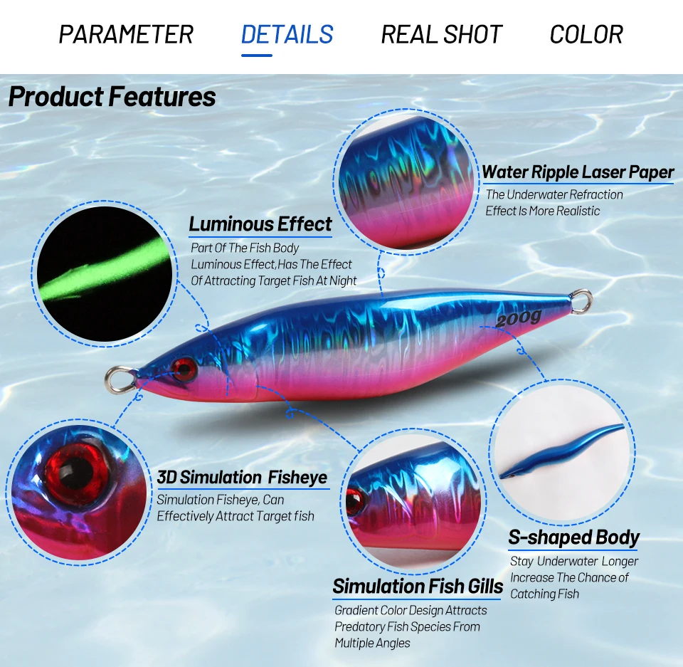 Detalle del acabado láser 3D en el señuelo