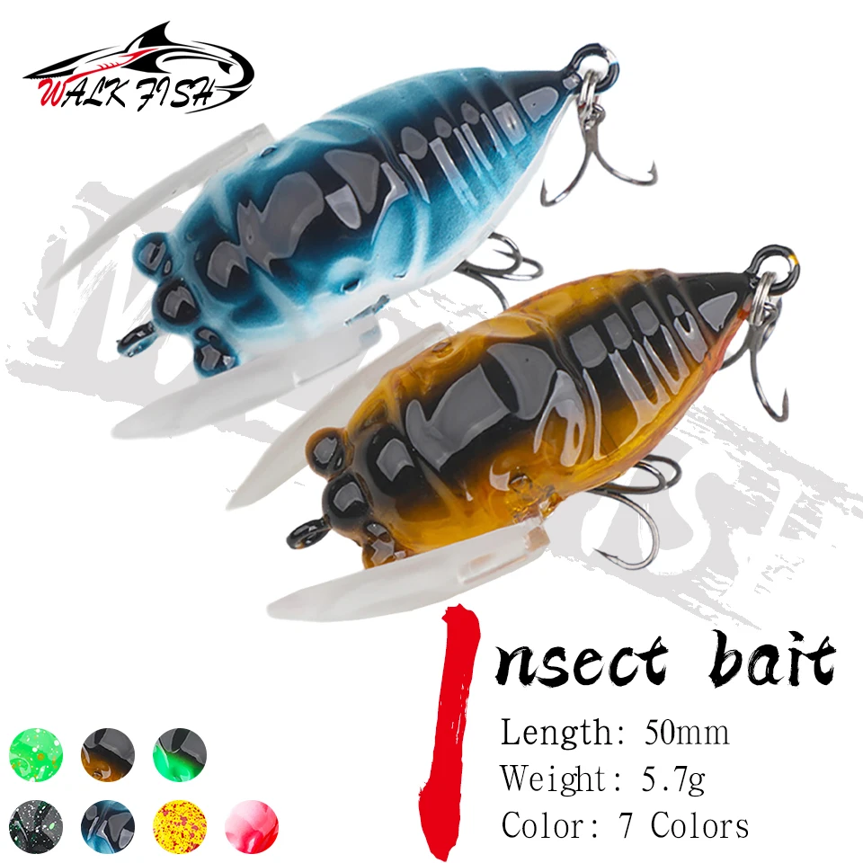 WALK FISH Señuelo de superficie cicada con alas, natación realista - imagen 4