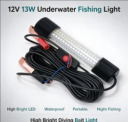 Lámpara LED luz de pesca nocturna subacuática impermeable con clips