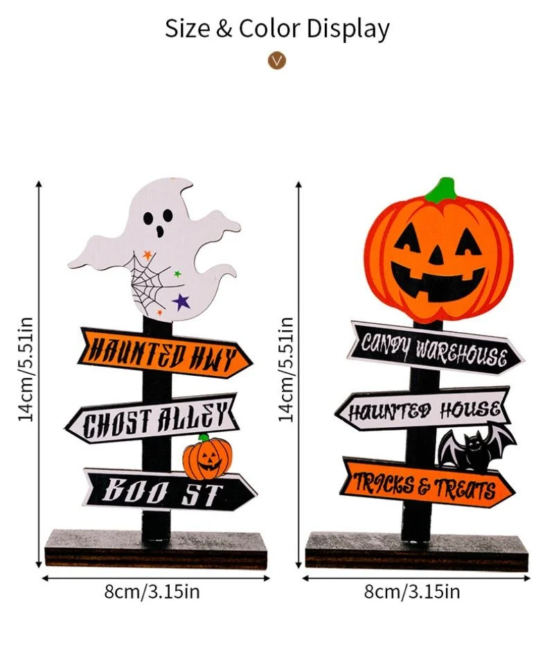 Adorno de madera de Halloween con calabaza